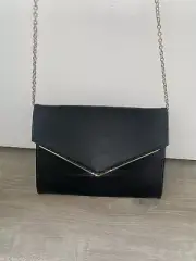 Urban Expression Black Envelope Clutch/Shoulder Bag with Chain Strap, Snap, Gold