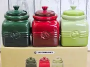 Le Creuset Mini Jam Sauce Jars Set of 3 Stoneware 0.2L 6.75fl oz NEW Rare