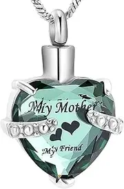 BIAIHQIE Cremation Jewelry Heart Urn Necklace for Ashes for Mom-Engraved My Mother My Friend Glass Heart Urn Jewelry-AA_a
