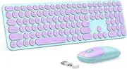 Wireless Keyboard and Mouse Set, Colorful Keyboard Mouse Combo with USB and USB C Receiver, Compatible with Windows 7/8/10 Computer Laptop PC, Apple Macbook Pro/Air, Green and Purple