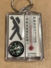 Vintage SporTemp THERMOMETER/COMPASS KeyRing/Zipper Pull Johnson & Johnson Ad
