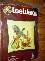 Vintage 1970’s Crewel LeeWards : Pheasant Pillow - 17" x 17" (SEALED)
