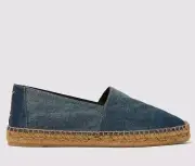 Saint Laurent Men's Denim YSL Logo Embroidered Espadrilles Size 13 US