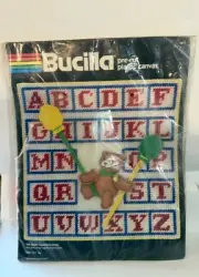Vtg BUCILLA Plastic Canvas Kit ABC Bear earning panel 5877