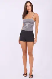 Grey Lace Tape Cami Sleeveless Adjustable Straps - Size 8XS, Women's Cami