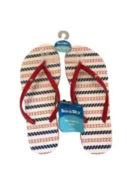 Sun & Sky Women's Zori Beach Flip Flops, Red/White Size 5/6