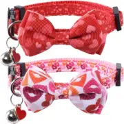 Valentine'S Day Cat Collar Breakaway with Cute Bow Tie and Bell for Kitty Adjust