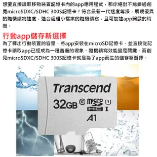 附轉卡 Transcend 創見 32GB 32G microSDHC TF U1 C10 300S 記憶卡