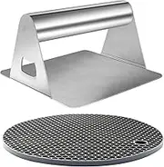 laffeya Burger Smasher, Burger Press for Griddle, Non-Stick Beef Bacon Chicken Press with Opener Botther, Perfect for Flat Top Griddle Grill Home Cooking