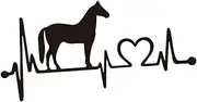 OSOLADY 4pcs Horse Electrocardiogram Car Decals Creative Black Stickers for Auto Body Window Bumper Decoration Easy to Apply Remove Durable Vinyl for Trucks Cars