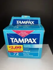 Vintage 1994 Tampax Tampons Regular 33 Count - open box