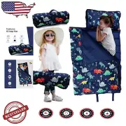 Portable Toddler Nap Mat with Pillow & Blanket - Lightweight, Roll-Up Design