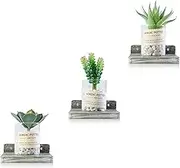 Small Floating Shelf, 5x5 Inch Wall Mounted Mini Shelf, Rustic Wood Shelf for Bedroom Living Room Bathroom Kitchen Set of 3 -Vintage Grey, 3 Pcs