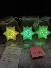 Valerie Parr Hill 3 Lighted SNOWFLAKES Iridescent Color Morphing Porcelain 4.5”