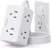 Flat Plug Power Strip 6 Ft, Ultra Flat Extension Cord with 6 Outlets Extender