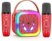 Karaoke Machine, Mini Portable Bluetooth Karaoke Machine Kids with 2 Wireless Microphones, Karaoke Microphone Speaker Set with LED Light Show for Birthday Home Party Adults Boy Girl