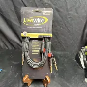 Livewire Elite Interconnect Y-Cable 3.5 mm TRS Male to 1/4” Male 9 ft. Black NEW