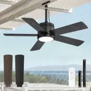 42 In Waterproof Outdoor Ceiling Fan with Light and Remote IP65 Plug in Wet R...