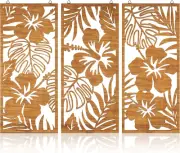 3 Pcs Tropical Wall Decor 3D Wooden Palm Leaf Wall Art Minimalist Monstera Sculp