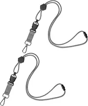 uxcell 2-Pack Lanyards for ID Badges, Gray Adjustable Keychain Long Key Neck Lanyard Strap with Detachable Buckle for Man/Woman/Girls/Teacher, ID Holder Folder