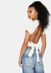 Caught You Looking Tie Back Crop Top