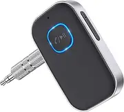 Daseeme Bluetooth 5.0 Receiver for Car, Noise Cancelling Bluetooth AUX Adapter, Bluetooth Music Receiver for Home Stereo Wired Headphones Hands-Free Call,16H Battery Life Black/Silver