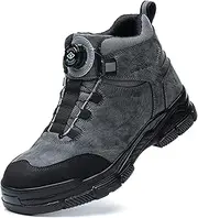 [PENXZT] Safety Trainers Mens Women Lightweight Fashion Safety Shoes with rotary button Breathable Comfortable Protective Work Boots Industrial Sneakers