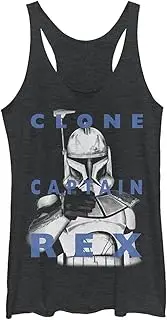 [STAR WARS] Girls Clone Wars Rex Text Tri-Blend Racerback Layering Tank