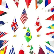 WXTWK 24 Pack Countries Flag World National Table Flag Small Mini Country International Desk Flags With Stand Base,For Country Olympics Cup Sports Events Grand Opening Party Festival Decorations
