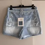 NWT CHANEL 24M Coco Beach Denim Mini Shorts 100% Cotton 40 SOLD OUT