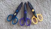 Set of 3 Crafting Scissors, new, patterned blades, short blades