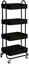Levede 4 Tiers Kitchen Trolley Cart Steel Storage Rack Shelf Organiser Black, Metal Utility Cart, 4-Tier Kitchen Trolley with 4 Wheels, Rolling Storage Cart Trolley for Kitchen Storage & Organisation