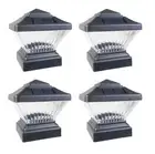 Set of 4 Black Color Square Solar Light Post Cap 4x4 PVC Fence Style 246BX4