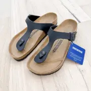 NWT Birkenstock Gizeh Sandals in Black Size 38 Regular Fit US Womens 7-7.5