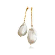 Culturesse Lorene Luxury 24K South Sea Baroque 7cm Pearl Single Fashion Earring