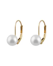 Splendid Pearls 14K 7-7.5mm Akoya Pearl Drop Earrings