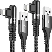 iPhone Charger Cable Right Angle 2-Pack 3m, [Apple MFi Certified] Ligtning Cable Fast Charging Nylon Braided Compatible with iPhone 14/13/12/11 Pro Max/XS MAX/XR/XS/X/8/7/Plus/6S/6/SE/5S/iPad