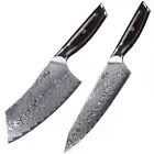 Japanese Chef Knife + Cleaver Kitchen Chopper Japanese VG10 Damascus Steel Knife