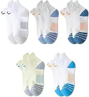 [ANIMQUE] 5 Pairs Toddler Sneaker Socks Summer Thin Mesh Ankle Socks Kids Cotton Sport Breathable Low Cut Socks