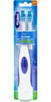 Wisdom Power Battery Brush with Replacement Head//Effectively clean b/t teeth