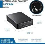 Barska 7 Inch Portable Security Combination Compact Gun Safe in Black, AX11678