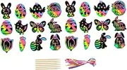 24x Easter Scratch Paper Set Hanging Gifts Early Education DIY Easter Crafts