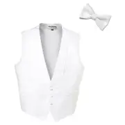 Men's Fullback White Pique Vest and Pre Tied Bow Tie