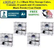 4 UNITS 3 x 3 Black Wire Storage Cubes Retail Store or Home Organizing