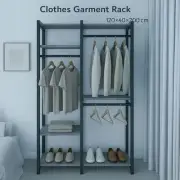 Clothes Rack Hanger Stand Garment Rail Coat Hat Hook Storage Free Standing Wardr