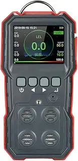 Industrial Digital Handheld 4 in 1 Gas Carbon Monoxide Detector Oxygen Combustible Gas H2S Tester with 120000 Data Logging LCD Display Sound and Light Vibration Alarm