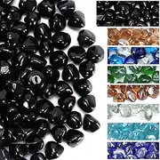 GasSaf Diamonds Fire Glass for Gas or Propane Fire Pit Fireplace & Landscaping 20-Pound 1 inch (Onyx Black Luster)