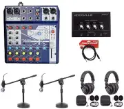 2) Person Gaming Twitch Stream Bundle Soundcraft Mixer+Headphones+Mic+Boom Stand
