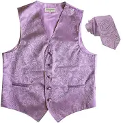 New Men's Formal Vest Tuxedo Waistcoat_necktie paisley lavender prom wedding