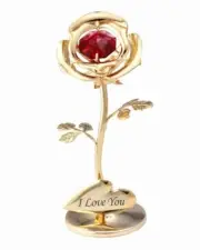 Small rose figurine, gold, anniversary, Swarovski crystal M
